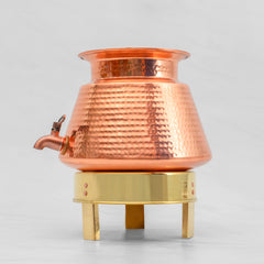 Pure Copper Jalsagar Pot Water Dispenser with Brass Stand