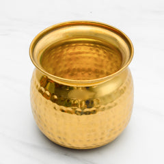 Pure Brass Cashew Lota with Hammered Finish – Lacquer Coated for Long Life