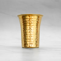 Pure Brass Waterfall Glass with Hammered Finish - Lacquered for Shine & Protection
