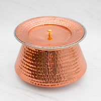 Pure Copper Handi With Lid for Cooking – Tin Coated (Kalai) – Handcrafted Hammered & Traditional Design