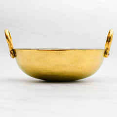 Pure Brass Kadai With Brass Handles for Cooking – Tin Coated (Kalai) – Handcrafted Hammered & Traditional Design