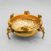 Pure Brass Elephant Urli -  Vintage Decorative Bowl for Home Decor