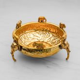 Pure Brass Elephant Urli - Vintage Decorative Bowl for Home Decor