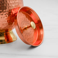 Pure Copper Jug for Water with Lid & Handle - Antioxidant and Antimicrobial - Harmless & Lead-Free - Very Strong & Durable - 1L