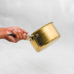 Pure Brass Sauce Pan With Resistant Handle for Cooking – Tin Coated (Kalai) – Handcrafted Hammered & Traditional Design