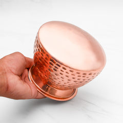 Pure Copper Walnut Lota with Hammered Finish With Lid – Lacquer Coated for Long Life