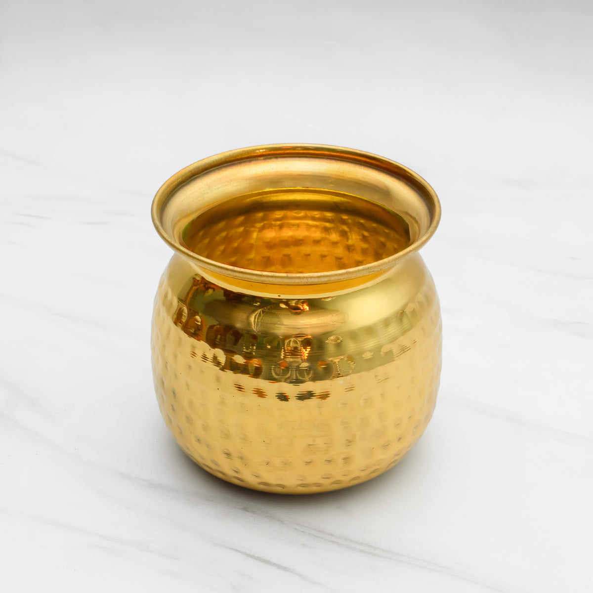 Pure Brass Cashew Lota with Hammered Finish – Lacquer Coated for Long Life