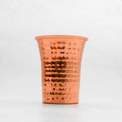 Pure Copper Waterfall Glass with Hammered Finish - Lacquered for Shine & Protection