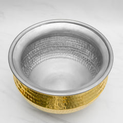 Pure Brass Round Handi With Lid for Cooking – Tin Coated (Kalai) – Handcrafted Hammered & Traditional Design