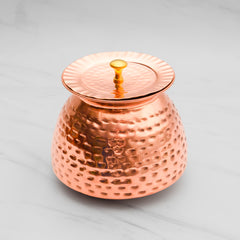 Pure Copper Walnut Lota with Hammered Finish With Lid – Lacquer Coated for Long Life