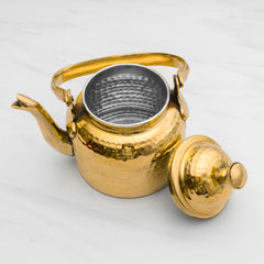 Brass Tea Kettle | Brass Kettle with Tin Lining | Handcrafted hammered & Traditional Design