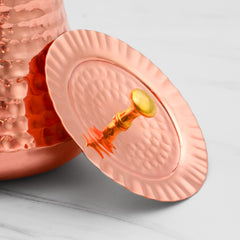 Pure Copper Pistachio Lota with Hammered Finish With Lid – Lacquer Coated for Long Life