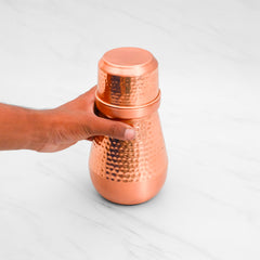 Pure Copper Monarch Water Jar 1200ml | Hammered Copper Jar with Lid | 260gm | Leak-Proof Ayurvedic Jar