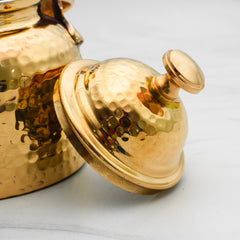 Brass Tea Kettle | Brass Kettle with Tin Lining | Handcrafted hammered & Traditional Design