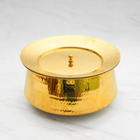 Pure Brass Lagan Handi with Lid | Handcrafted Traditional Cooking Pot | Brass Lagan for Dum Biryani, Festive Cooking & Serving