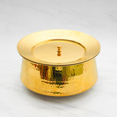 Pure Brass Lagan Handi with Lid | Handcrafted Traditional Cooking Pot | Brass Lagan for Dum Biryani, Festive Cooking & Serving