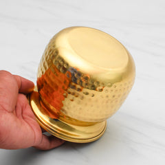 Pure Brass Cashew Lota with Hammered Finish – Lacquer Coated for Long Life