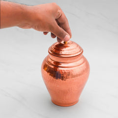 Pure Copper Kiwi Jar Vintage | Copper Pot for Water, Chocolates, Dry Fruits | Vintage - Hammered