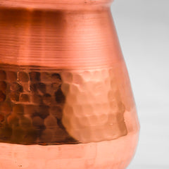 Pure Copper Almond Lota with Hammered Finish With Lid– Lacquer Coated for Long Life