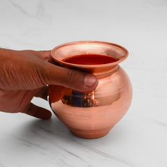 Pure Copper Mangal Kalash - Strong & Heavy - Harmless & Lead-Free - Leak Proof - Provides Many Health Benefits