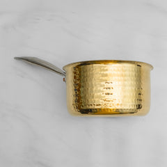Pure Brass Sauce Pan With Resistant Handle for Cooking – Tin Coated (Kalai) – Handcrafted Hammered & Traditional Design
