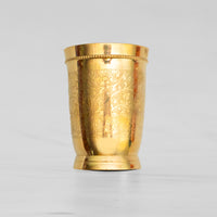 Pure Brass Etched Glass | 250ml Traditional Ayurvedic Itching Design Water Tumbler