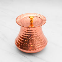 Pure Copper Pistachio Lota with Hammered Finish With Lid – Lacquer Coated for Long Life