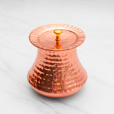 Pure Copper Pistachio Lota with Hammered Finish With Lid – Lacquer Coated for Long Life