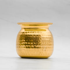 Pure Brass Cashew Lota with Hammered Finish – Lacquer Coated for Long Life
