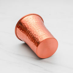 Pure Copper Waterfall Glass with Hammered Finish - Lacquered for Shine & Protection