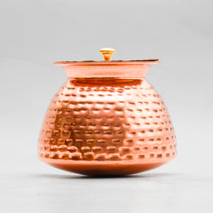 Pure Copper Walnut Lota with Hammered Finish With Lid – Lacquer Coated for Long Life