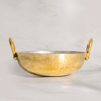 Pure Brass Kadai With Brass Handles for Cooking – Tin Coated (Kalai) – Handcrafted Hammered & Traditional Design