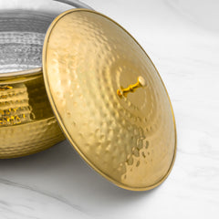 Pure Brass Round Handi With Lid for Cooking – Tin Coated (Kalai) – Handcrafted Hammered & Traditional Design