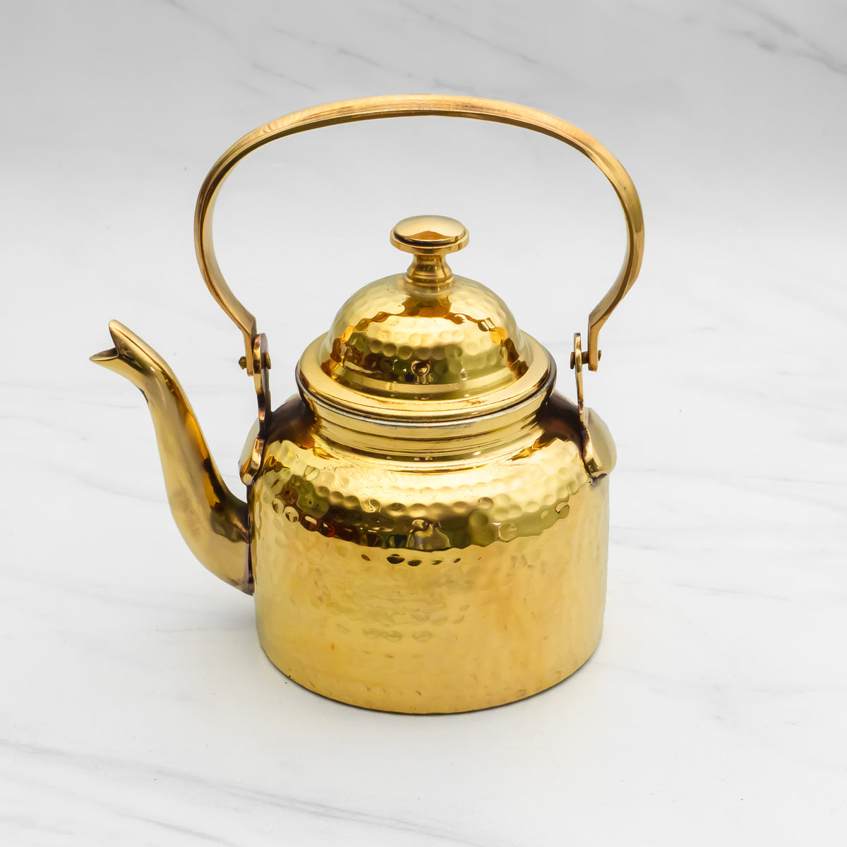 Brass Tea Kettle | Brass Kettle with Tin Lining | Handcrafted hammered & Traditional Design