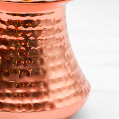 Pure Copper Pistachio Lota with Hammered Finish With Lid – Lacquer Coated for Long Life