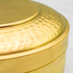 Pure Brass Masala Dabba/Spice Box Dabba for Kitchen - 7 Containers and 1 Spoon - Lead-Free & Harmless