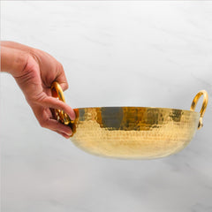 Pure Brass Kadai With Brass Handles for Cooking – Tin Coated (Kalai) – Handcrafted Hammered & Traditional Design