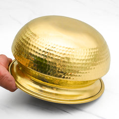 Pure Brass Round Handi With Lid for Cooking – Tin Coated (Kalai) – Handcrafted Hammered & Traditional Design