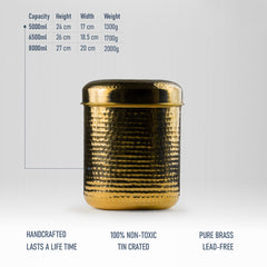 Brass Dabba for Storage | Pure Brass Jar/Container | Multipurpose Dabba (Large)