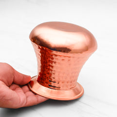Pure Copper Pistachio Lota with Hammered Finish With Lid – Lacquer Coated for Long Life