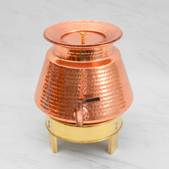 Pure Copper Jalsagar Pot Water Dispenser with Brass Stand