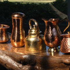 Brass Tea Kettle | Brass Kettle with Tin Lining | Handcrafted hammered & Traditional Design