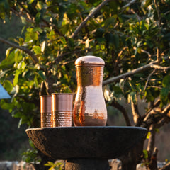 Pure Copper Vintage Hammered Glass - Lacquered for Shine & Protection - Traditional Look