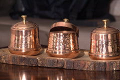 Pure Copper Dry Fruit Jars with Lid | Set of 3 | Copperware | Jar for Dry Fruits and Chocolates | Dabba/Jar/Container
