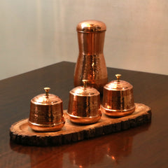 Pure Copper Dry Fruit Jars with Lid | Set of 3 | Copperware | Jar for Dry Fruits and Chocolates | Dabba/Jar/Container