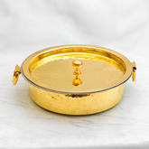Healthsmith Pure Brass Flat Hammered Lagan with Lid & Handle
