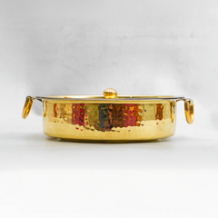 Healthsmith Pure Brass Flat Hammered Lagan with Lid & Handle