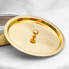 Healthsmith Pure Brass Flat Hammered Lagan with Lid & Handle