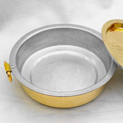 Healthsmith Pure Brass Flat Hammered Lagan with Lid & Handle