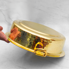 Healthsmith Pure Brass Flat Hammered Lagan with Lid & Handle